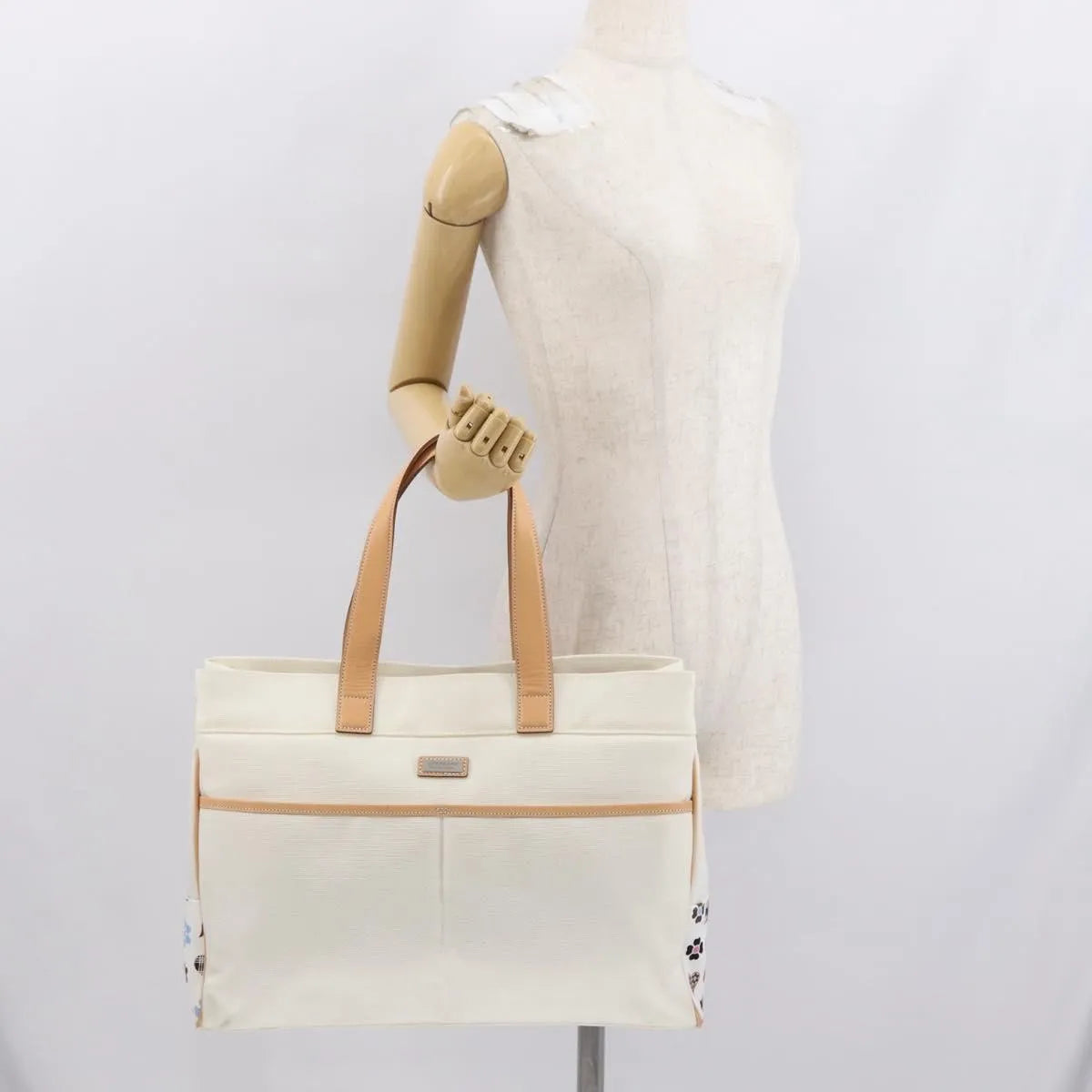 Burberry Black Label Canvas, White, Canvas, Tote Bag