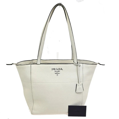 Prada Vintage Tote Leather, White, Leather, Tote Bag