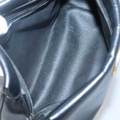 Celine Circle Logo Leather, Black, Leather, Handbag