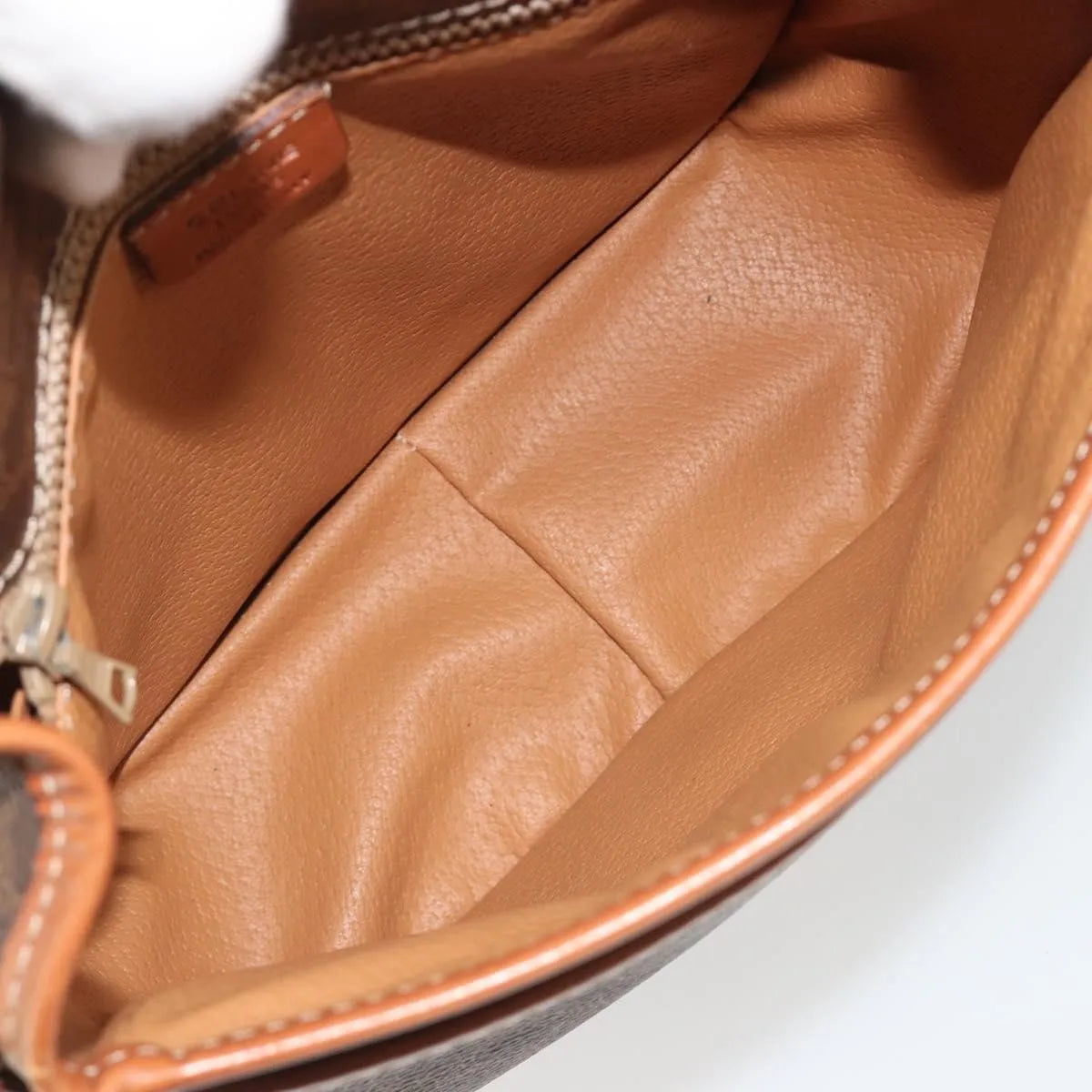 Celine Vintage Macadam Canvas and Leather, Brown, Canvas, Shoulder Bag