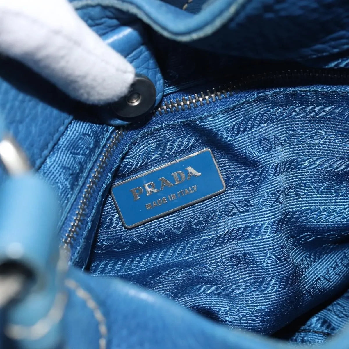Prada Vitello Daino Convertible Tote Vitello Daino, Blue, Leather, Handbag