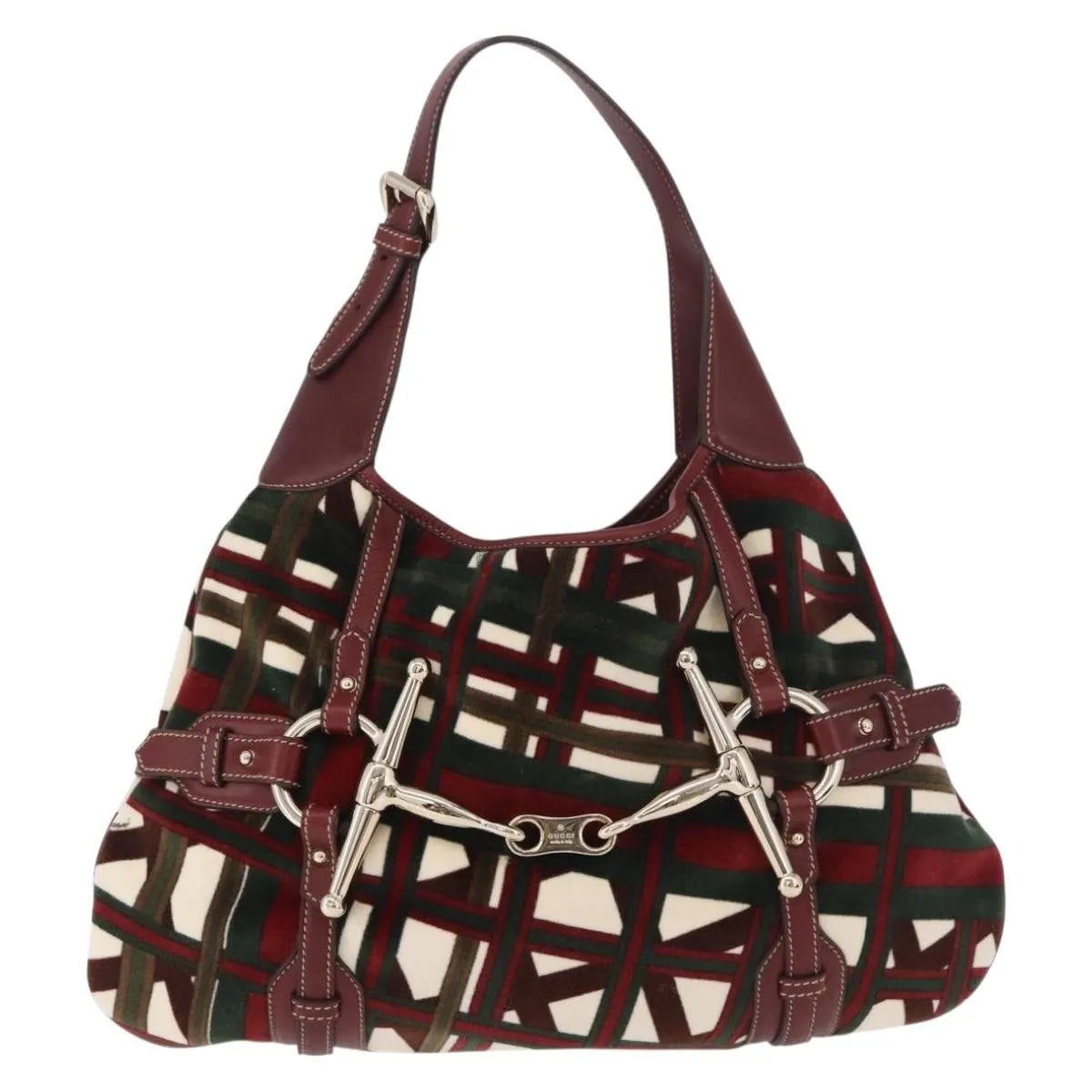 Gucci Vintage Jackie Shoulder Canvas and Leather, Green, Canvas, Shoulder Bag