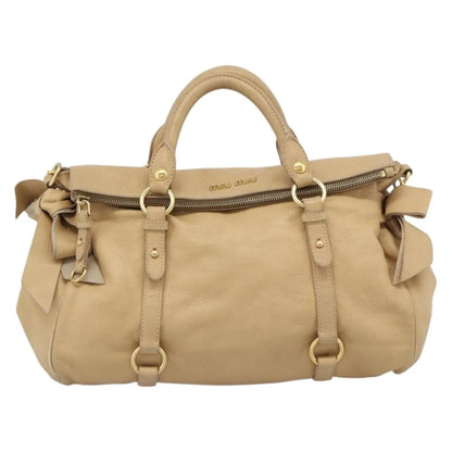 Miu Miu Convertible Satchel Leather, Beige, Leather, Handbag