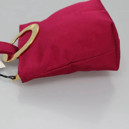Celine Circle Logo Nylon, Pink, Nylon, Clutch