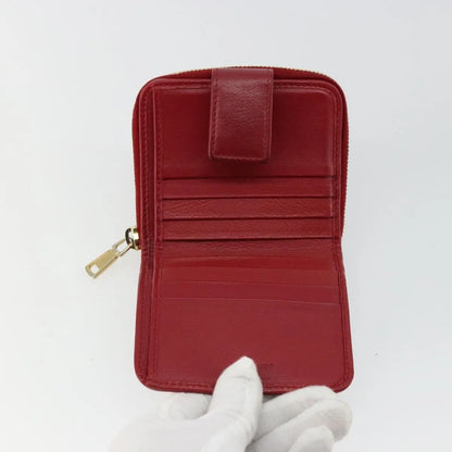 Saint Laurent Zipped Bifold Leather, Red, Leather, Wallet