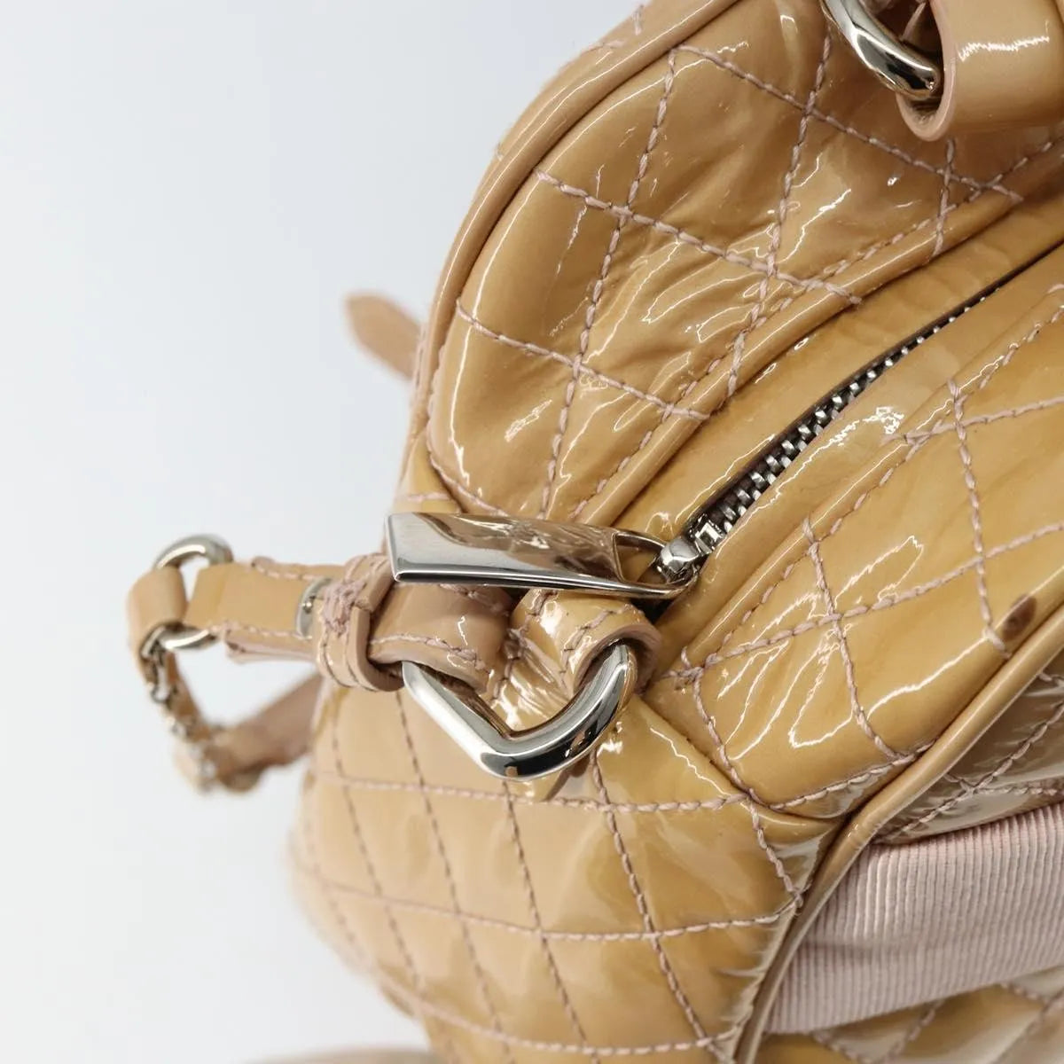 Salvatore Ferragamo Vala Patent leather, Beige, Patent Leather, Handbag