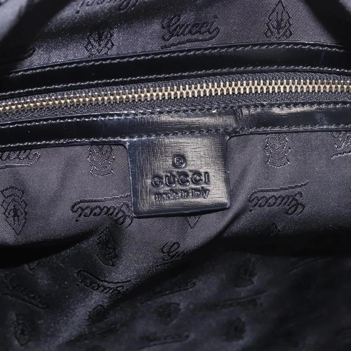 Gucci Pop Bamboo Handle Dialux Coated Canvas, Black, PVC, Handbag