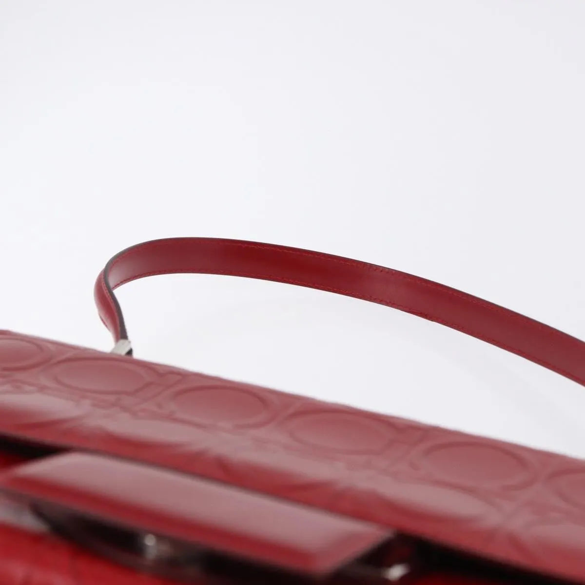 Salvatore Ferragamo Vintage Gancini Top Handle Embossed Leather, Red, Leather, Handbag