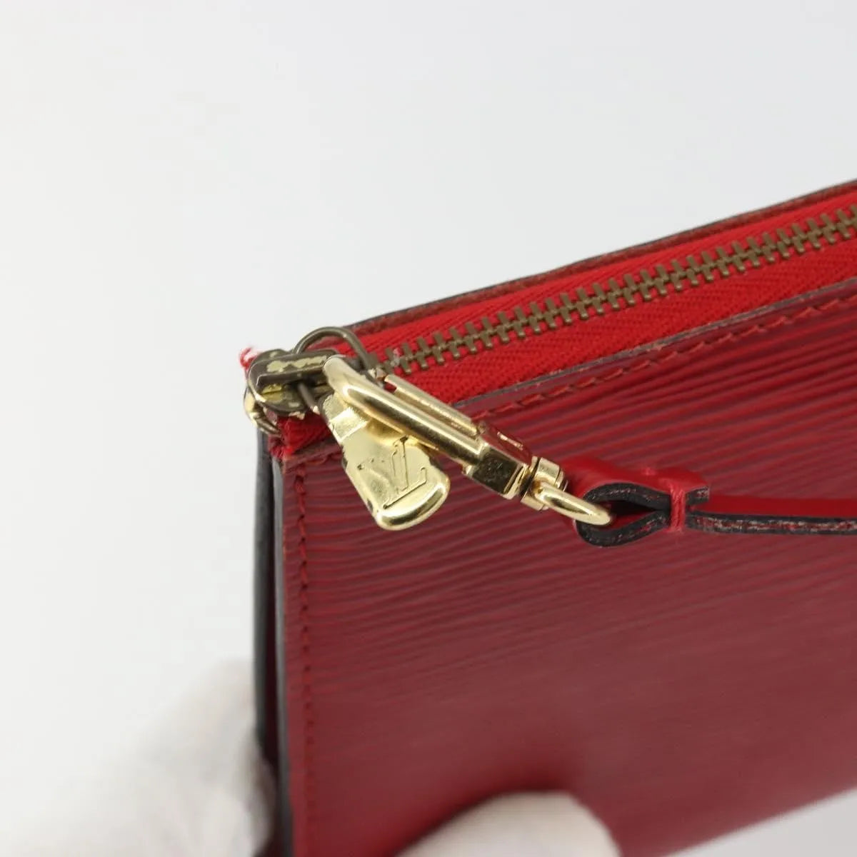 Louis Vuitton Pochette Accessoires Epi, Red, Leather, Clutch
