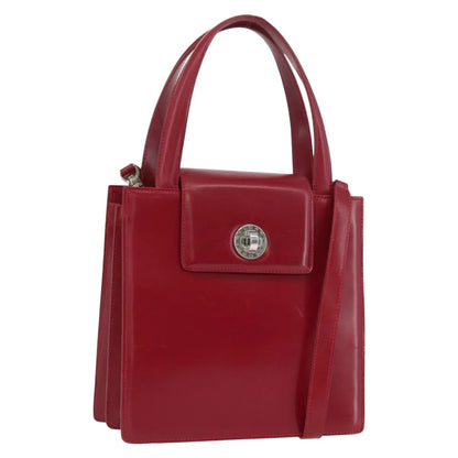 Bvlgari Top Handle Leather, Red, Leather, Handbag