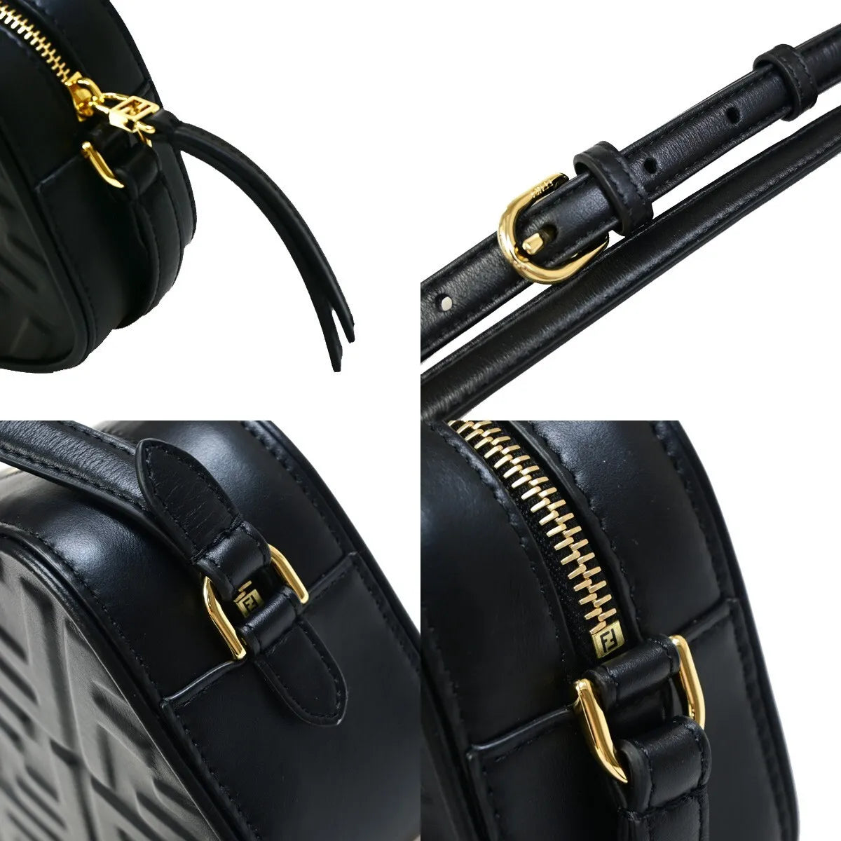 Fendi Camera Zucca Embossed Leather, Black, Leather, Handbag