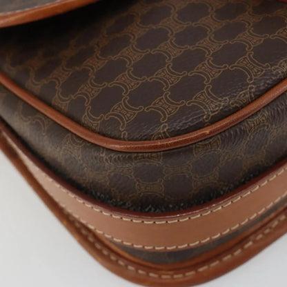 Celine Vintage Macadam Canvas and Leather, Brown, Canvas, Shoulder Bag