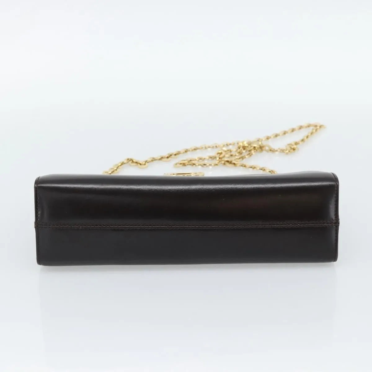 Salvatore Ferragamo Vintage Gancini Chain Leather, Brown, Leather, Shoulder Bag