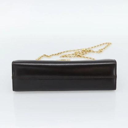 Salvatore Ferragamo Vintage Gancini Chain Leather, Brown, Leather, Shoulder Bag