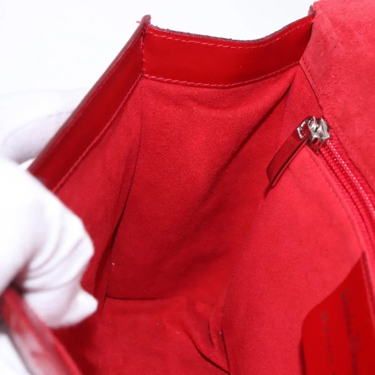 Salvatore Ferragamo Vintage Gancini Top Handle Embossed Leather, Red, Leather, Handbag