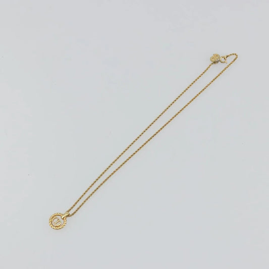Christian Dior CD Round Pendant Metal, Gold, Metal, Necklace