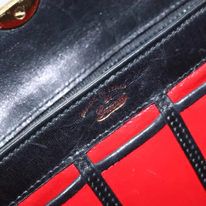 Gucci Vintage Convertible Box Leather, Black, Leather, Handbag