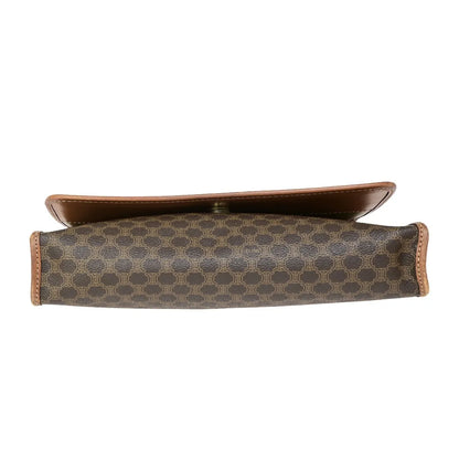Celine Vintage Macadam Canvas and Leather, Brown, Canvas, Shoulder Bag