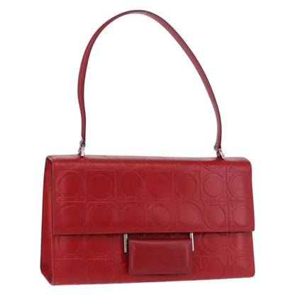 Salvatore Ferragamo Vintage Gancini Top Handle Embossed Leather, Red, Leather, Handbag