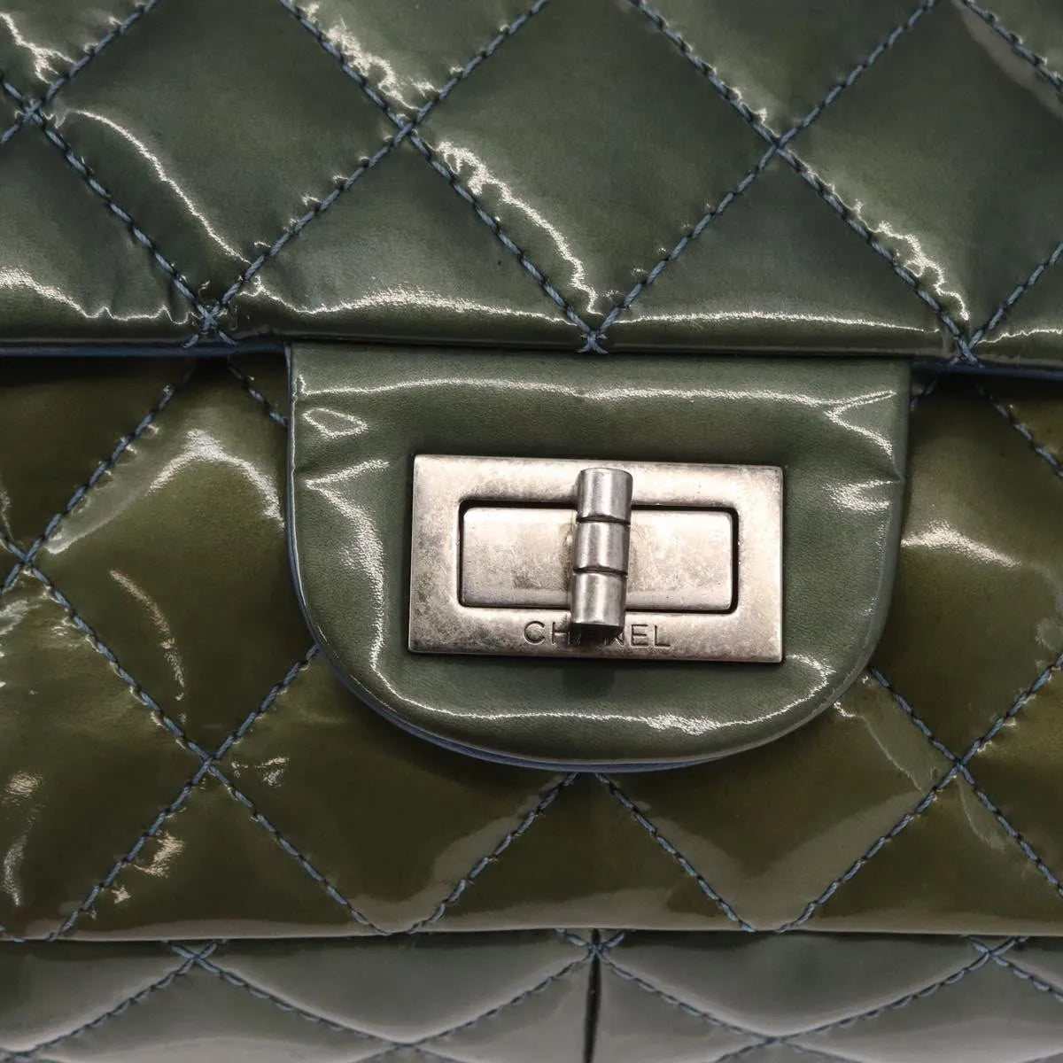 Chanel Reissue 2.55 Flap Quilted Patent, Green, Metal, Shoulder Bag