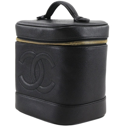 Chanel Vintage Timeless Cosmetic Case Caviar, Black, Leather, Handbag