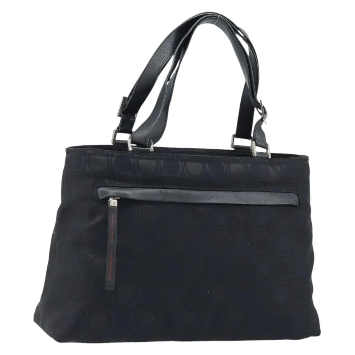 Salvatore Ferragamo Gancini Tote Gancini Canvas, Black, Nylon, Tote Bag