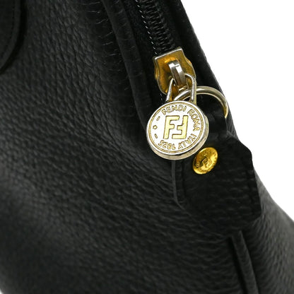 Fendi Vintage Dome Satchel Leather, Black, Leather, Handbag
