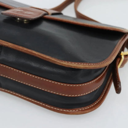 Celine Flap Shoulder Leather, Black, Leather, Shoulder Bag
