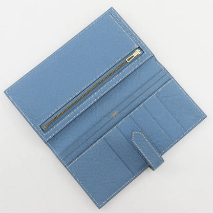 Hermes Bearn Epsom, Blue, Leather, Wallet