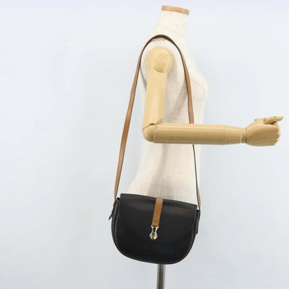 Christian Dior Vintage CD Logo Leather, Black, Leather, Shoulder Bag