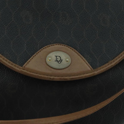 Christian Dior Vintage Honeycomb Flap Canvas and Leather, Black, PVC, Shoulder Bag