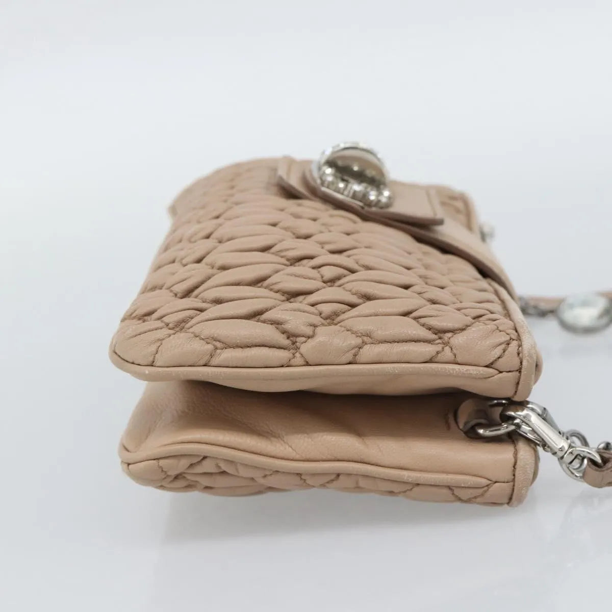 Miu Miu Crystal Convertible Chain Matelasse Leather, Pink, Leather, Shoulder Bag