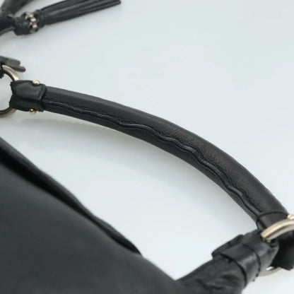 Salvatore Ferragamo Gancini Leather, Black, Leather, Handbag