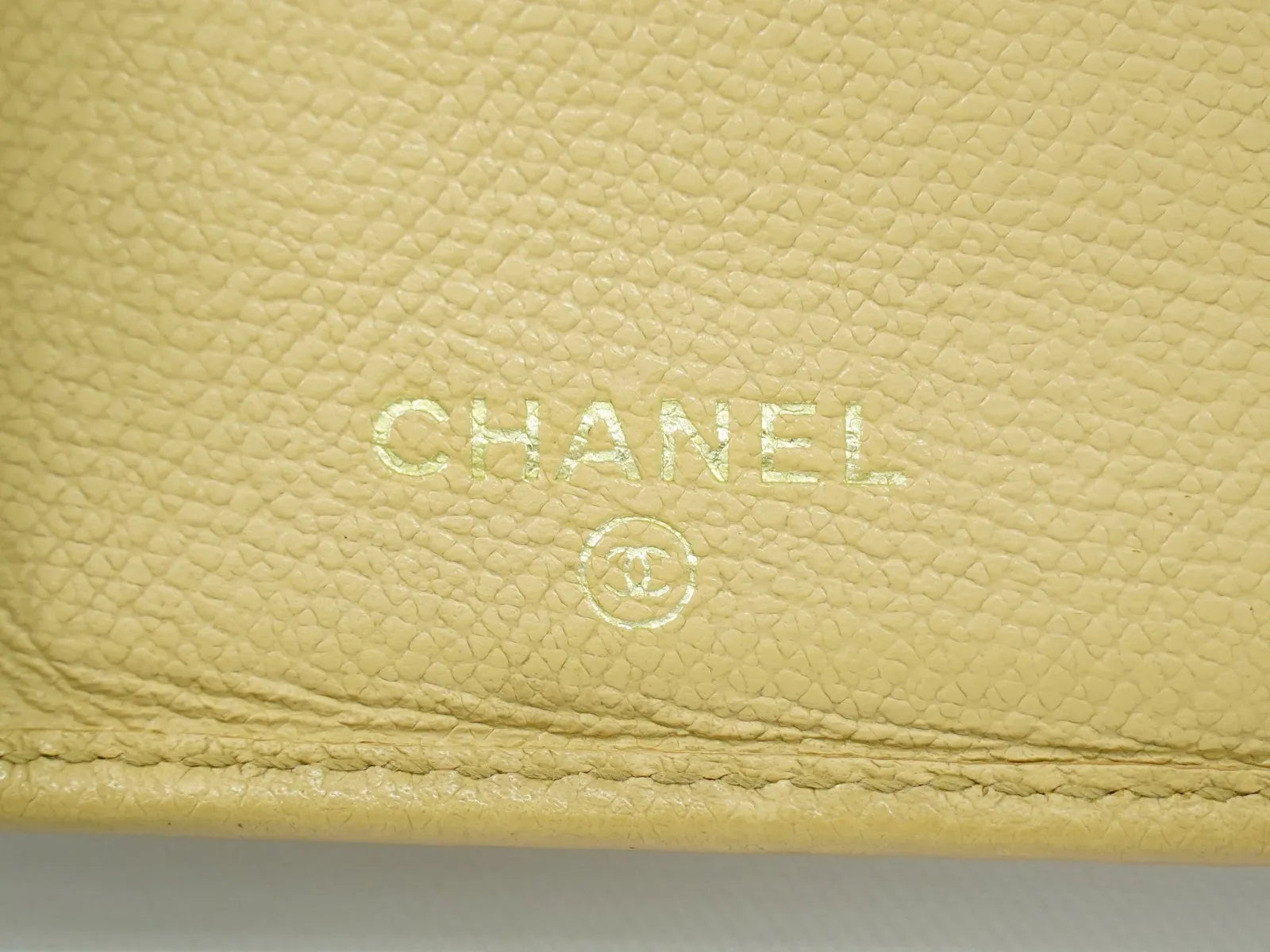 Chanel CC Button Bi-Fold Leather, Beige, Leather, Wallet
