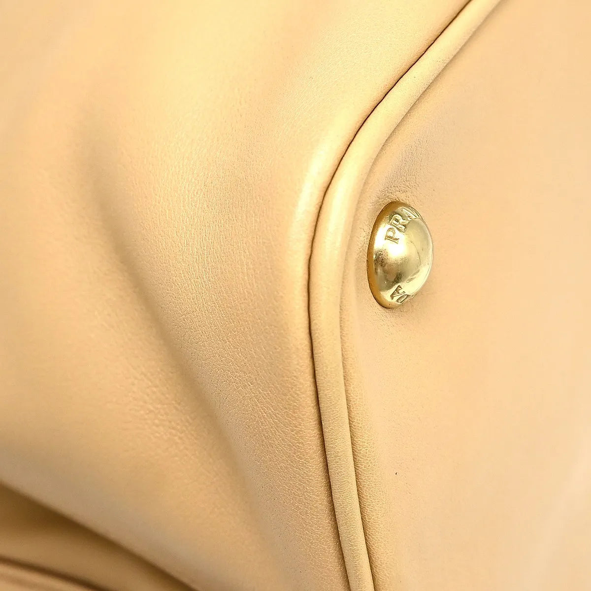 Prada Shopping Tote Cervo Leather, Beige, Leather, Handbag