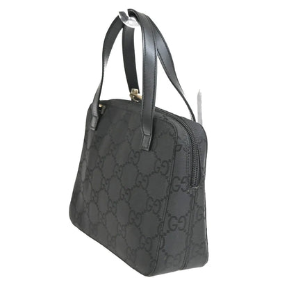 Gucci Zip Around Bowling GG Canvas and white leather, Black, Canvas, Handbag
