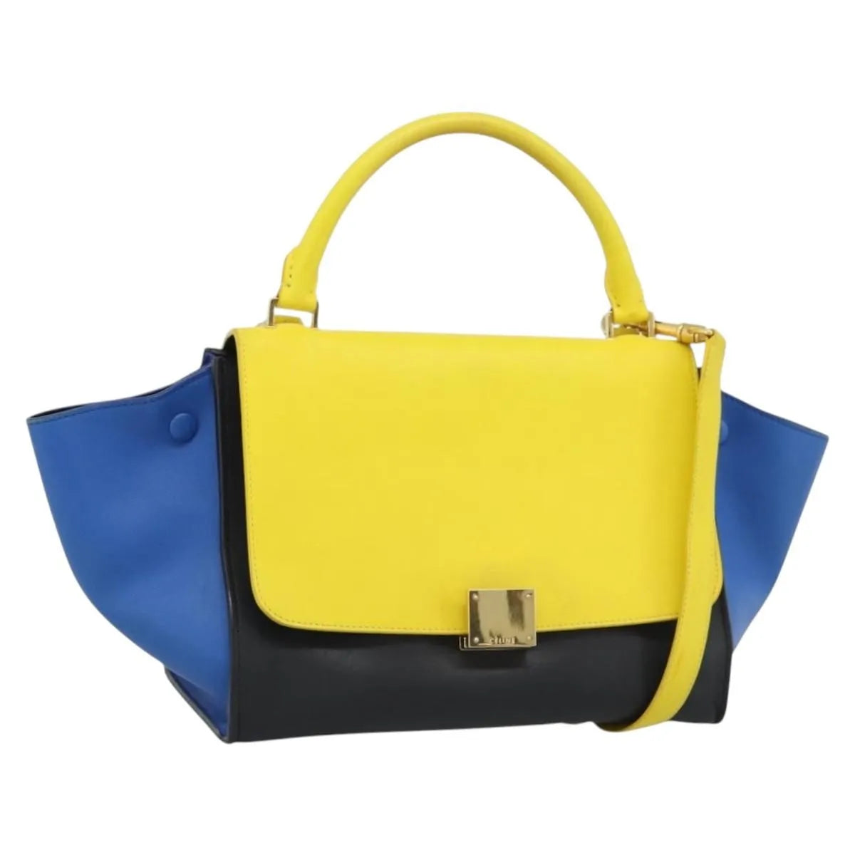 Celine Tricolor Trapeze Leather, Multicolour, Leather, Handbag