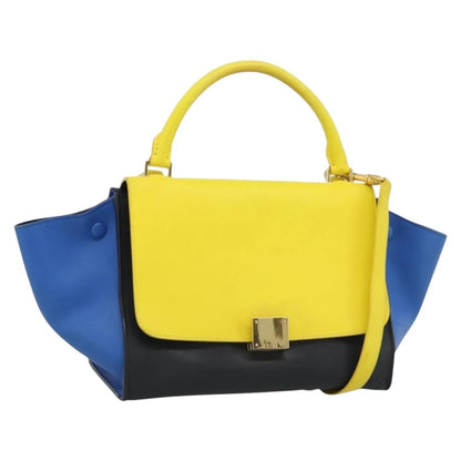 Celine Tricolor Trapeze Leather, Multicolour, Leather, Handbag