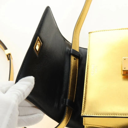 Celine Flap Shoulder Leather, Gold, Leather, Shoulder Bag
