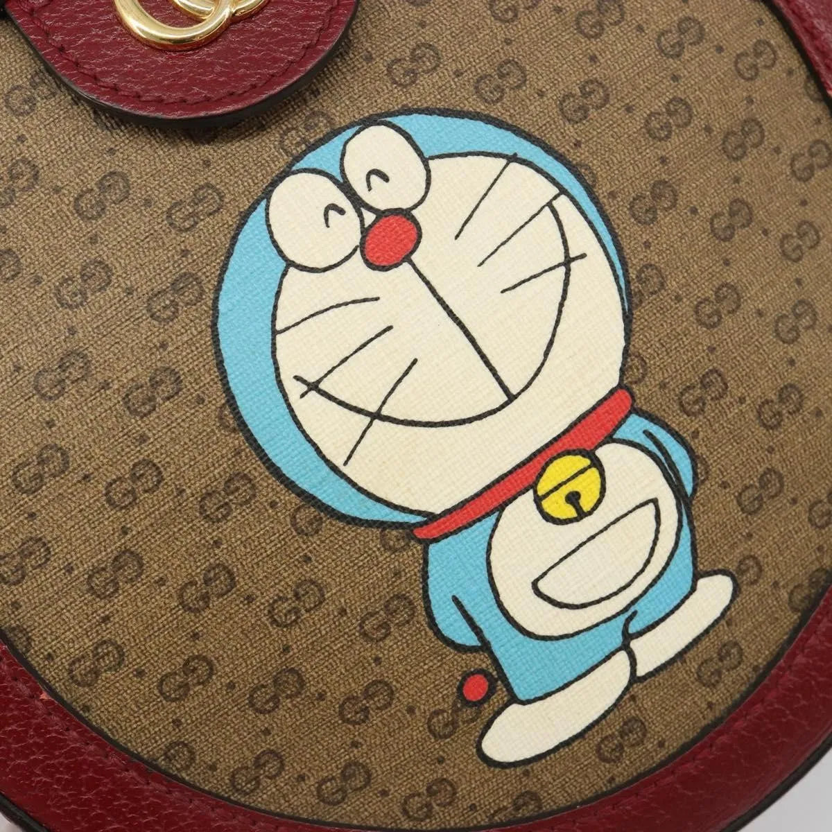 Gucci Doraemon Round Printed Mini GG Coated Canvas, Beige, Canvas, Shoulder Bag