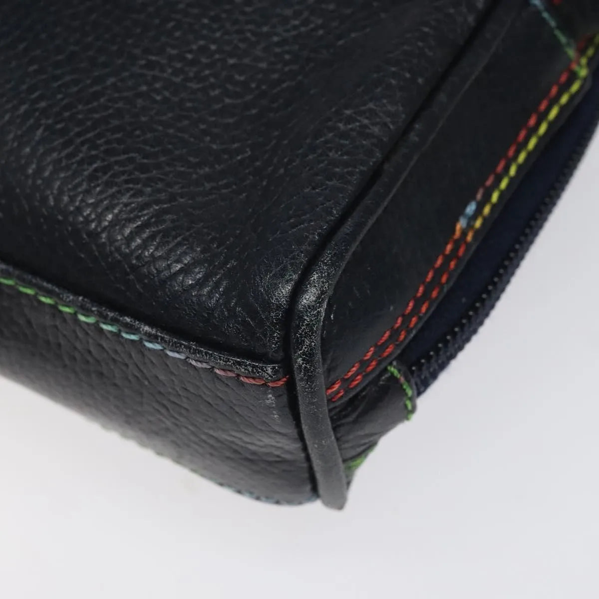 Fendi Vintage Zip Leather, Navy, Leather, Shoulder Bag