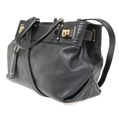 Salvatore Ferragamo Gancini Tote Leather, Black, Leather, Tote Bag