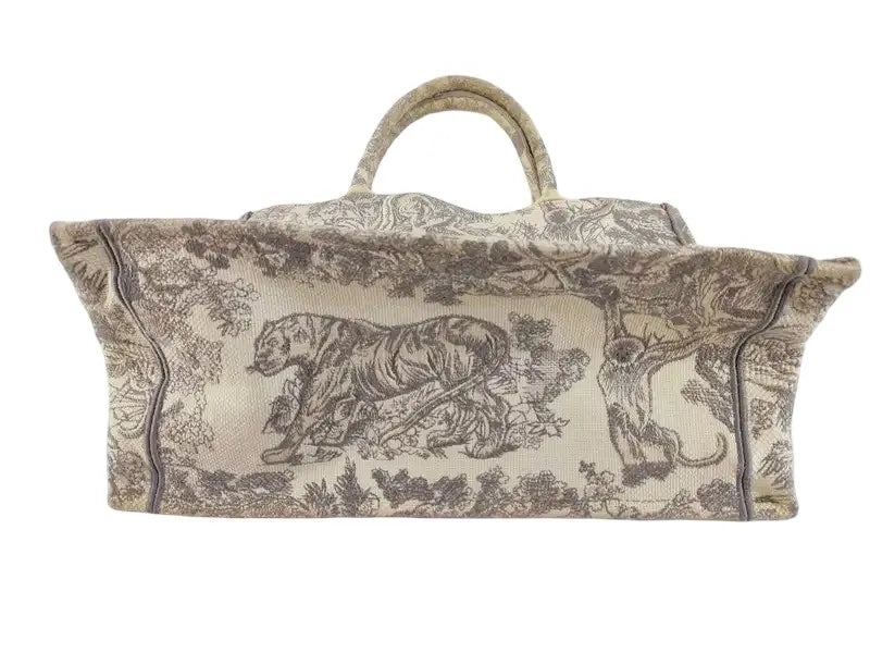 Christian Dior Book Tote Embroidered Canvas, Beige, Canvas, Tote Bag