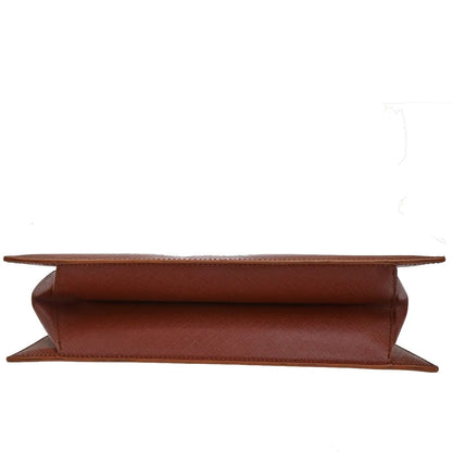 Salvatore Ferragamo Double Gancini Top Handle Saffiano Leather, Brown, Leather, Handbag