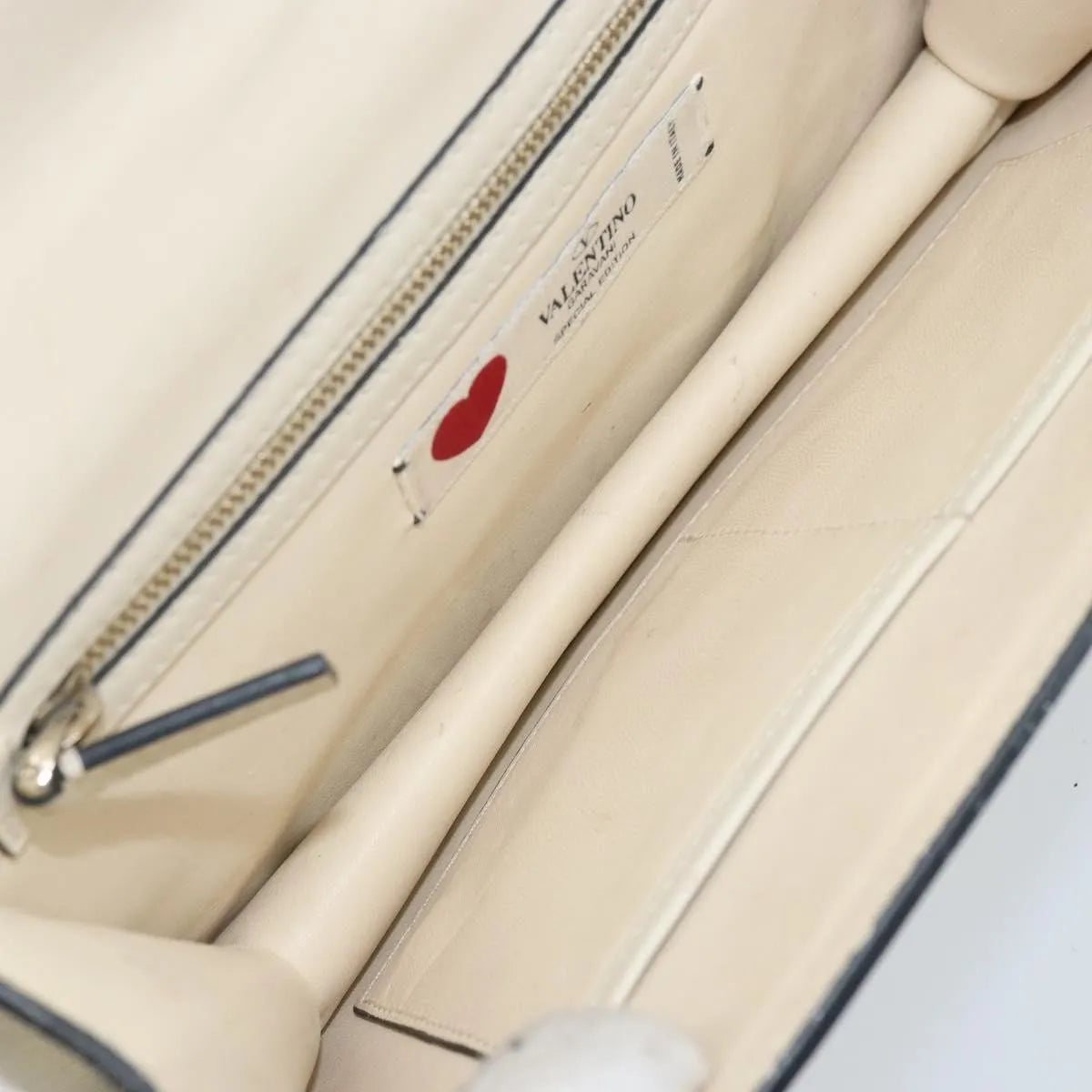 Valentino Garavani Glam Lock Leather, White, Leather, Shoulder Bag