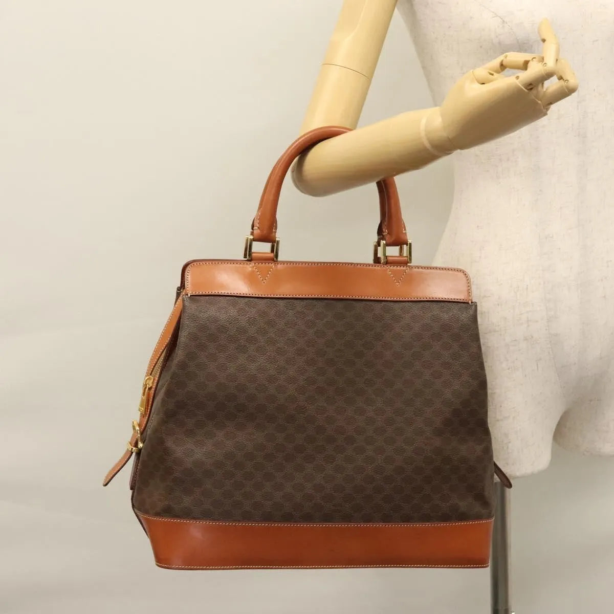 Celine Handbag Canvas, Brown, Canvas, Handbag