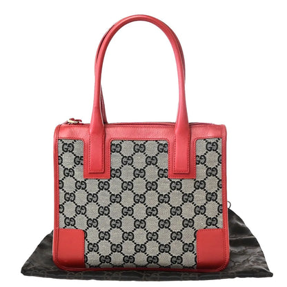 Gucci Vintage Zip Tote GG Canvas with Leather, Gray, Canvas, Tote Bag