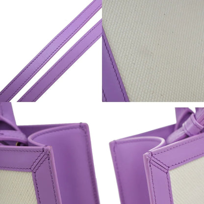 Celine Vertical Cabas Tote Canvas with Leather, Purple, Canvas, Tote Bag
