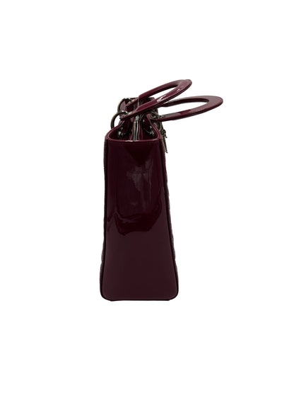 Christian Dior Lady Dior Patent, Purple, Patent Leather, Handbag