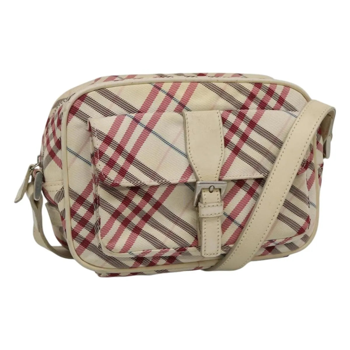 Burberry Nova Check Blue Label Nylon, White, Nylon, Shoulder Bag